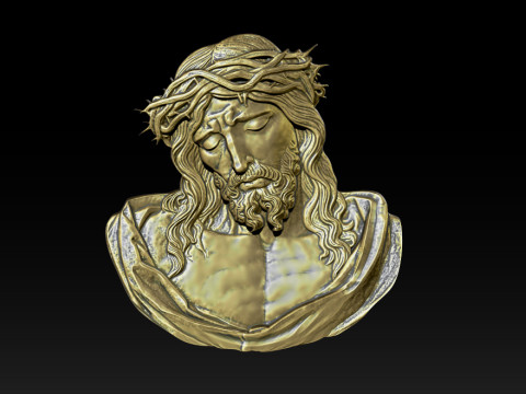 Jesus Face Bas Relief 3D Print Model