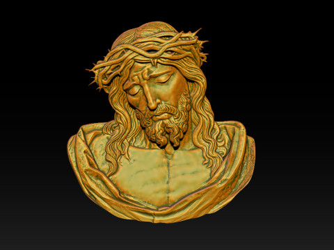 Jesus Face Bas Relief 3D Print Model