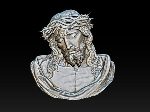 Jesus Face Bas Relief 3D Print Model