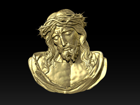Jesus Face Bas Relief 3D Print Model