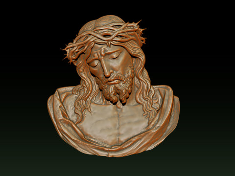 Jesus Face Bas Relief 3D Print Model