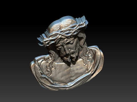 Jesus Face Bas Relief 3D Print Model