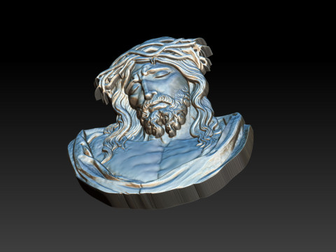 Jesus Face Bas Relief 3D Print Model