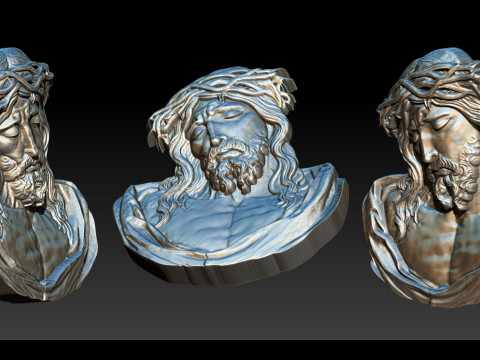 Jesus Face Bas Relief 3D Print Model