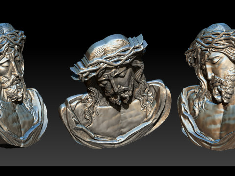 Jesus Face Bas Relief 3D Print Model