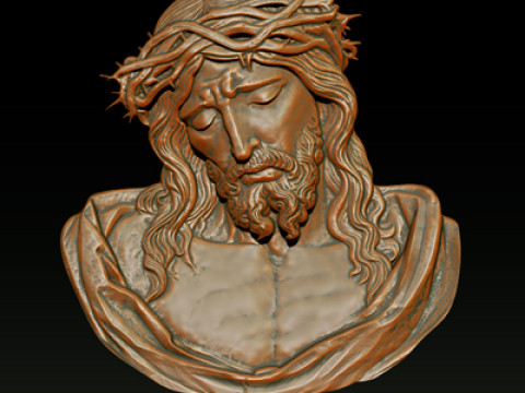 Jesus Face Bas Relief 3D Print Model