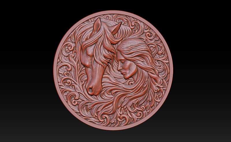 Cowboy Girl Relief Model 3Dプリントモデル .c4d .max .obj .3ds .fbx .stl .blend