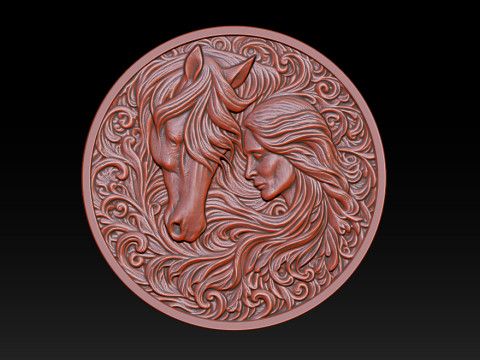 Cowboy Girl Relief Model 3D Print Model