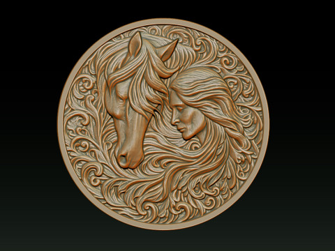 Cowboy Girl Relief Model 3Dプリントモデル