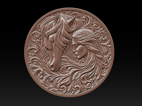 Cowboy Girl Relief Model 3Dプリントモデル