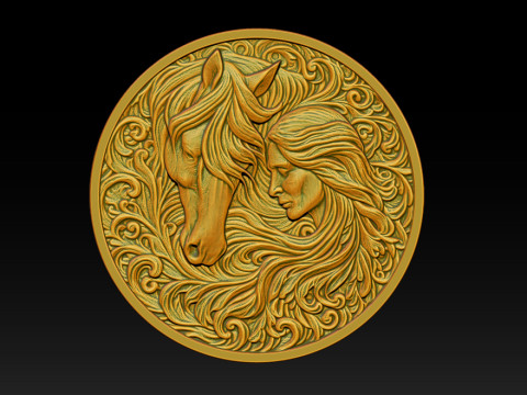 Cowboy Girl Relief Model 3Dプリントモデル