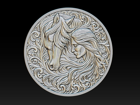 Cowboy Girl Relief Model 3Dプリントモデル