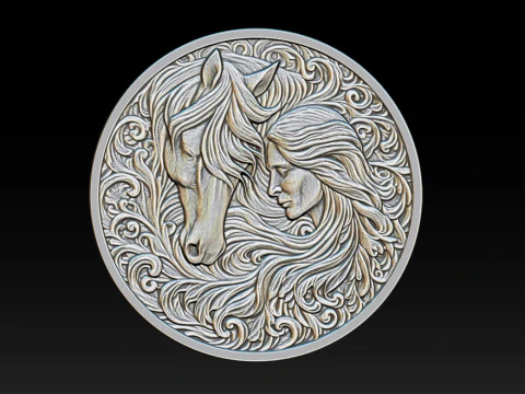 Cowboy Girl Relief Model 3D Print Model