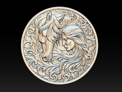 Cowboy Girl Relief Model 3Dプリントモデル