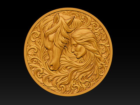 Cowboy Girl Relief Model 3Dプリントモデル