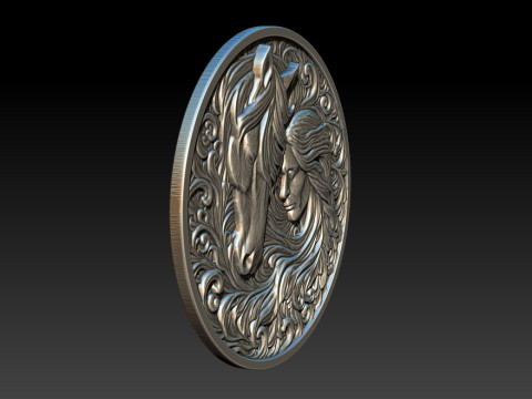 Cowboy Girl Relief Model 3Dプリントモデル
