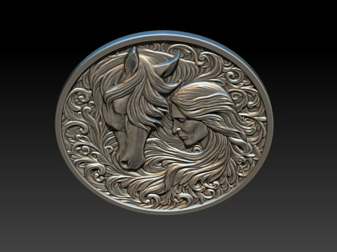 Cowboy Girl Relief Model 3Dプリントモデル