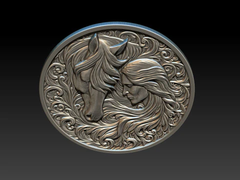 Cowboy Girl Relief Model 3D Print Model