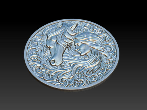 Cowboy Girl Relief Model 3Dプリントモデル
