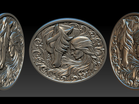 Cowboy Girl Relief Model 3Dプリントモデル