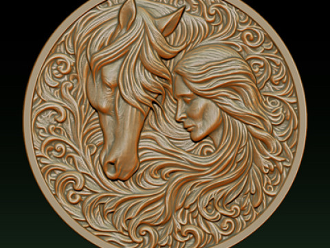 Cowboy Girl Relief Model 3Dプリントモデル
