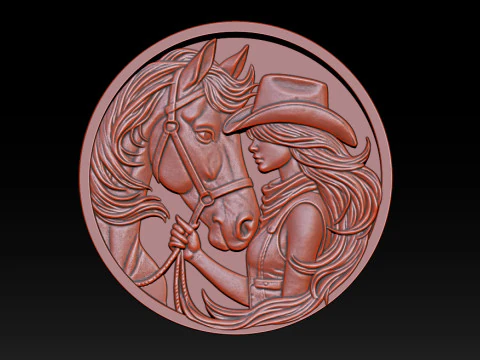 Kovboy Kız R&ouml;lyef Modeli 3D Baskı Modeli