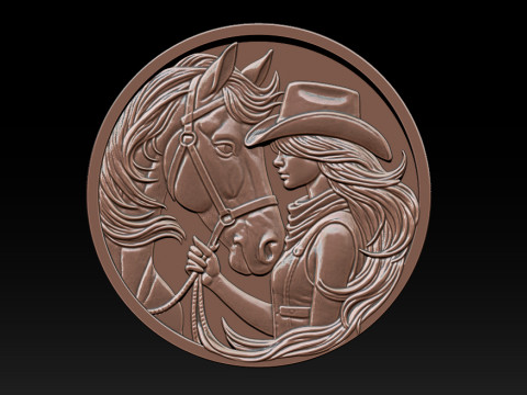 Cowboy Girl Relief Model 3Dプリントモデル