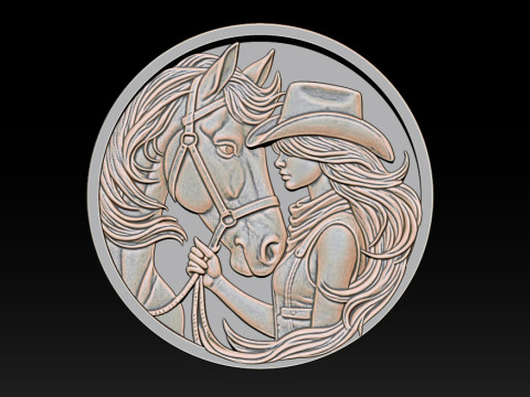 Cowboy Girl Relief Model 3Dプリントモデル