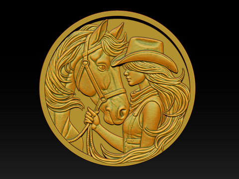 Cowboy Girl Relief Model 3Dプリントモデル