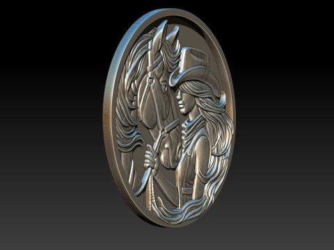 Cowboy Girl Relief Model 3Dプリントモデル