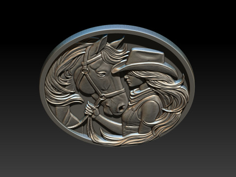 Cowboy Girl Relief Model 3Dプリントモデル