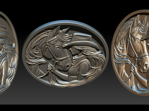Cowboy Girl Relief Model 3Dプリントモデル