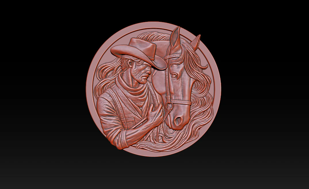 カウボーイレリーフモデル 3Dプリントモデル .c4d .max .obj .3ds .fbx .stl .blend 