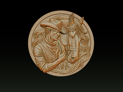 Cowboy Relief Model 3Dプリントモデル
