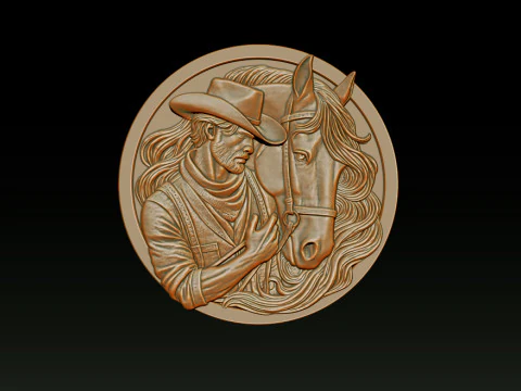 カウボーイレリーフモデル 3Dプリントモデル