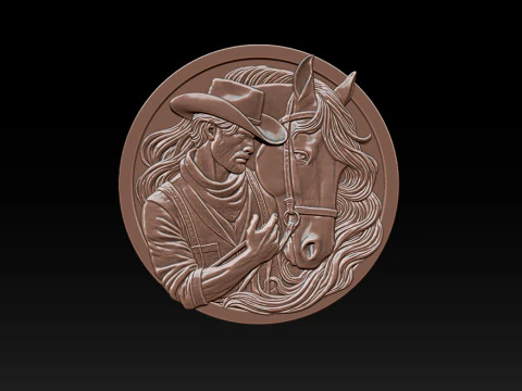 カウボーイレリーフモデル 3Dプリントモデル