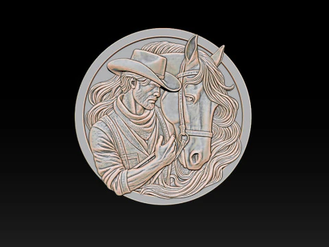 カウボーイレリーフモデル 3Dプリントモデル