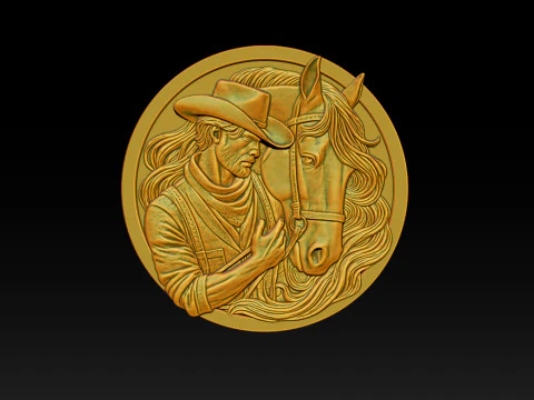 カウボーイレリーフモデル 3Dプリントモデル