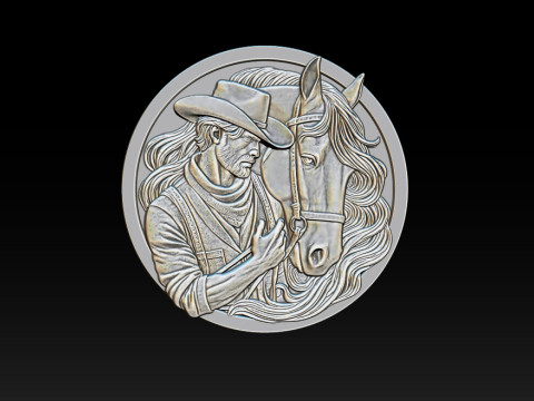 Cowboy Relief Model 3Dプリントモデル