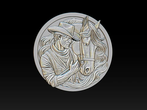 カウボーイレリーフモデル 3Dプリントモデル