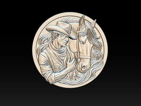 カウボーイレリーフモデル 3Dプリントモデル