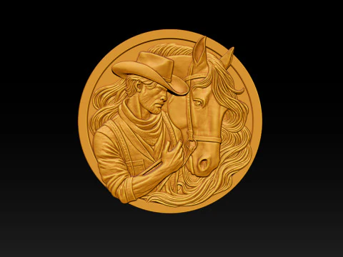 カウボーイレリーフモデル 3Dプリントモデル