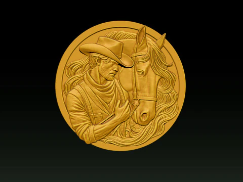 カウボーイレリーフモデル 3Dプリントモデル