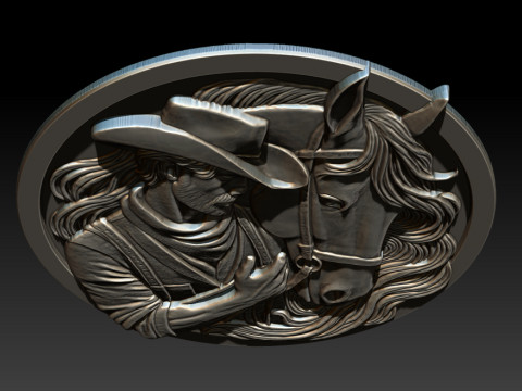 Cowboy Relief Model 3Dプリントモデル