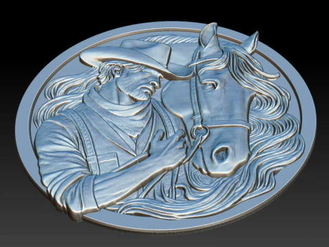 カウボーイレリーフモデル 3Dプリントモデル