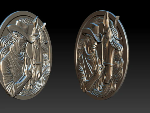 カウボーイレリーフモデル 3Dプリントモデル