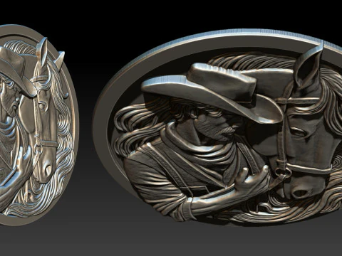 カウボーイレリーフモデル 3Dプリントモデル