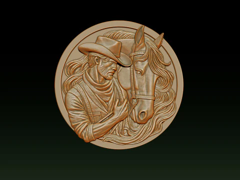 カウボーイレリーフモデル 3Dプリントモデル