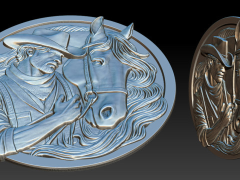 Cowboy Relief Model 3Dプリントモデル