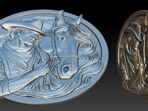 カウボーイレリーフモデル 3Dプリントモデル